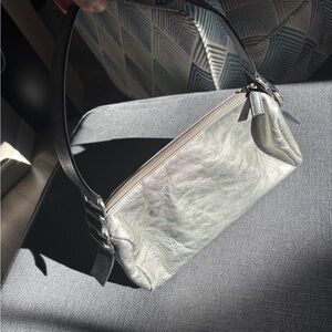 Sundance Genuine Leather Silver Shoulder Bag